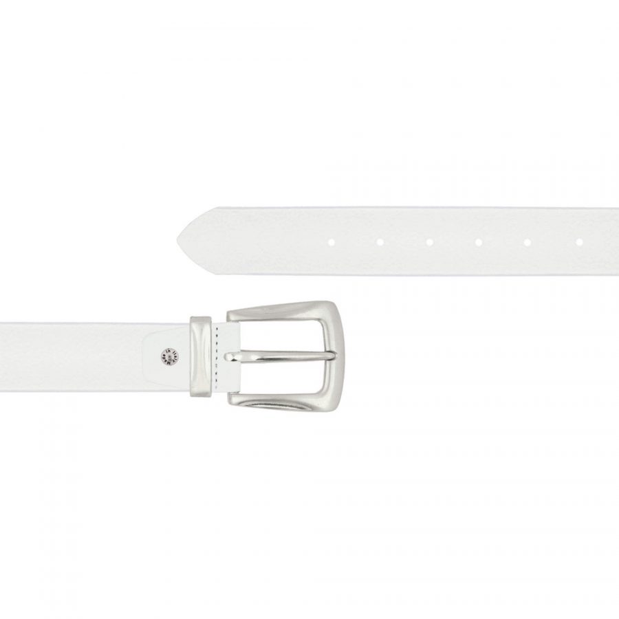 white leather casual mens belt with stylish buckle 1