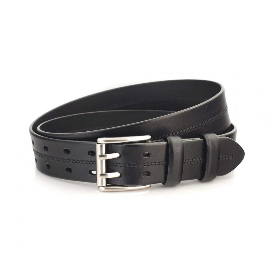 black Two Hole Belt for jeans double prong heavy duty 1