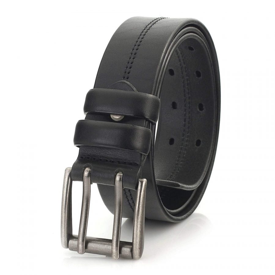 black Two Hole Belt for jeans double prong heavy duty 2
