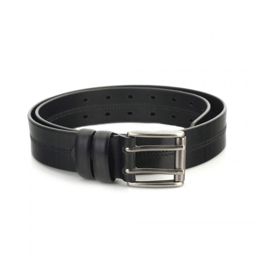 black Two Hole Belt for jeans double prong heavy duty 4