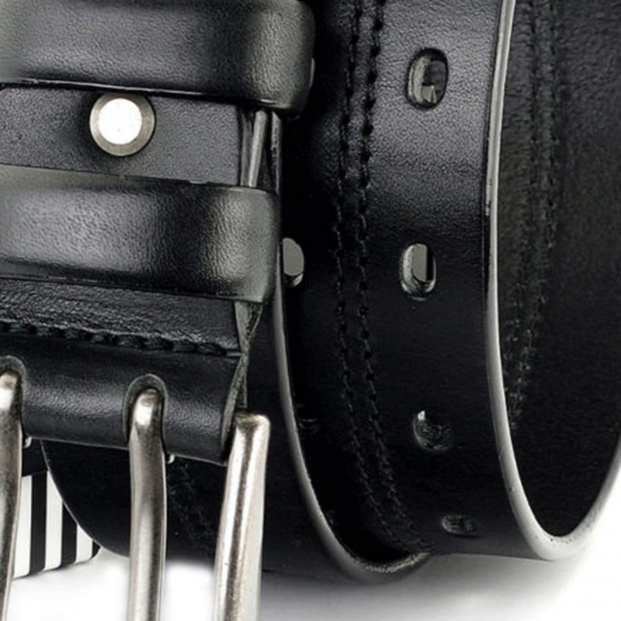 black Two Hole Belt for jeans double prong heavy duty 8
