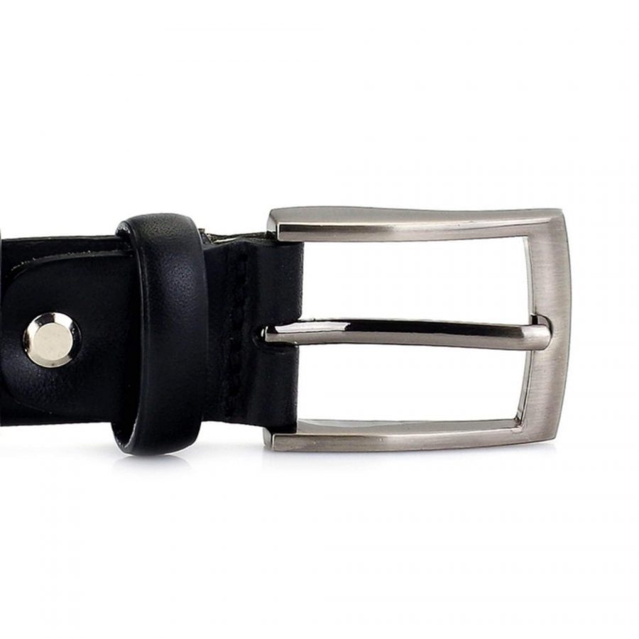 black formal belt for men with silver buckle 3