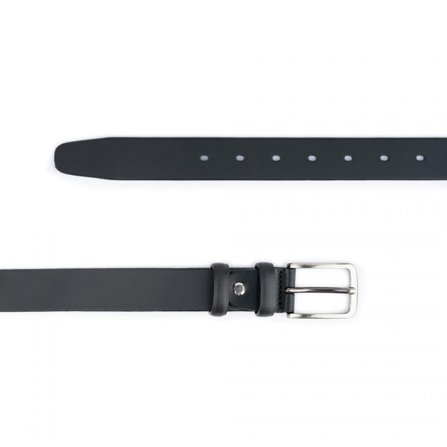 black leather mens belt with buckle 3 0 cm 2
