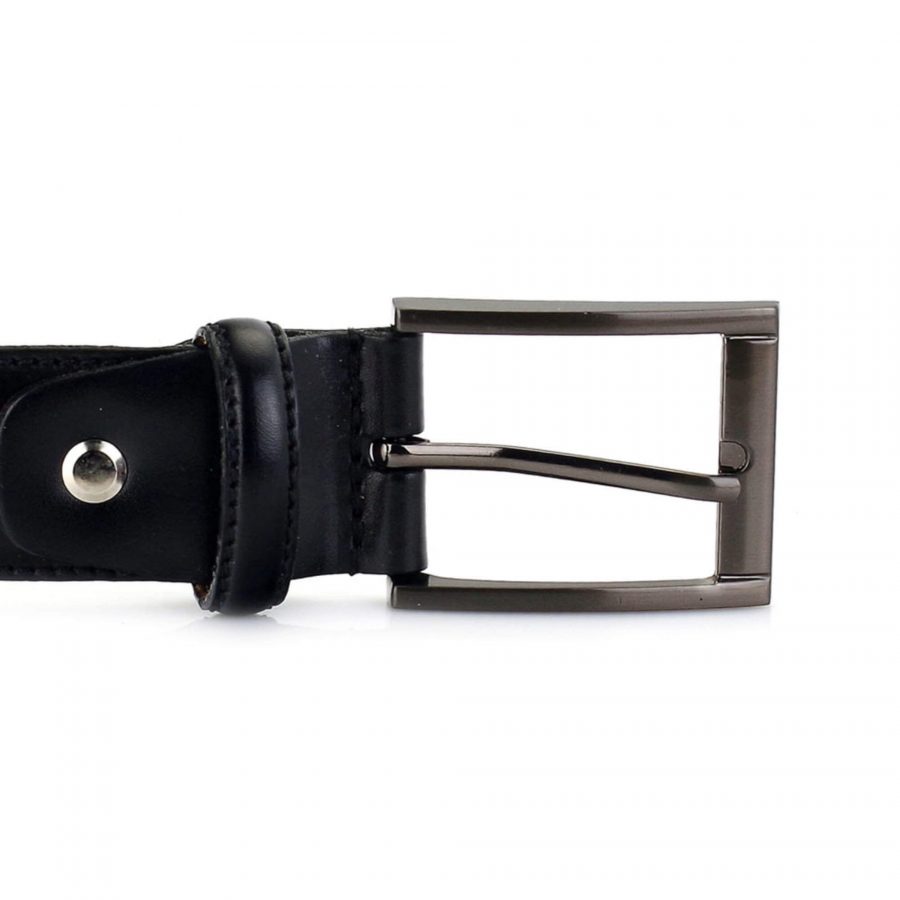 black mens classic dress belt with stitching 1 3 8 inch 3