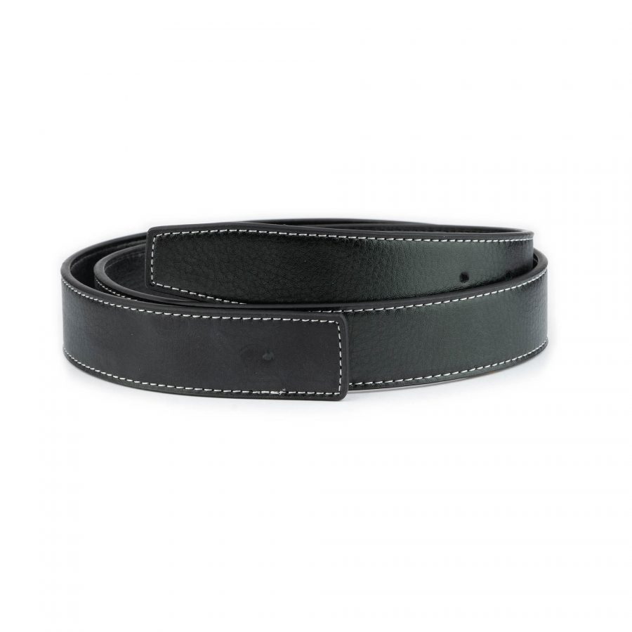 black vegan leather belt strap for buckle reversible 35 mm 1
