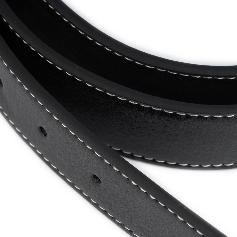 black vegan leather belt strap for buckle reversible 35 mm 5