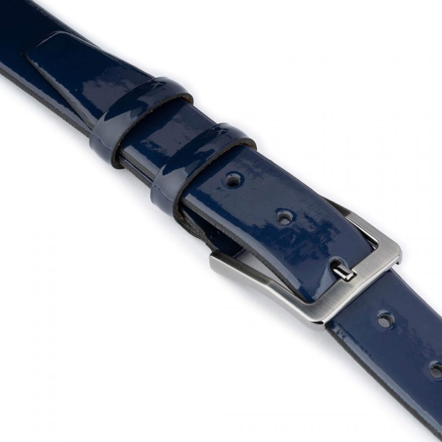blue patent leather belt for men genuine leather 5