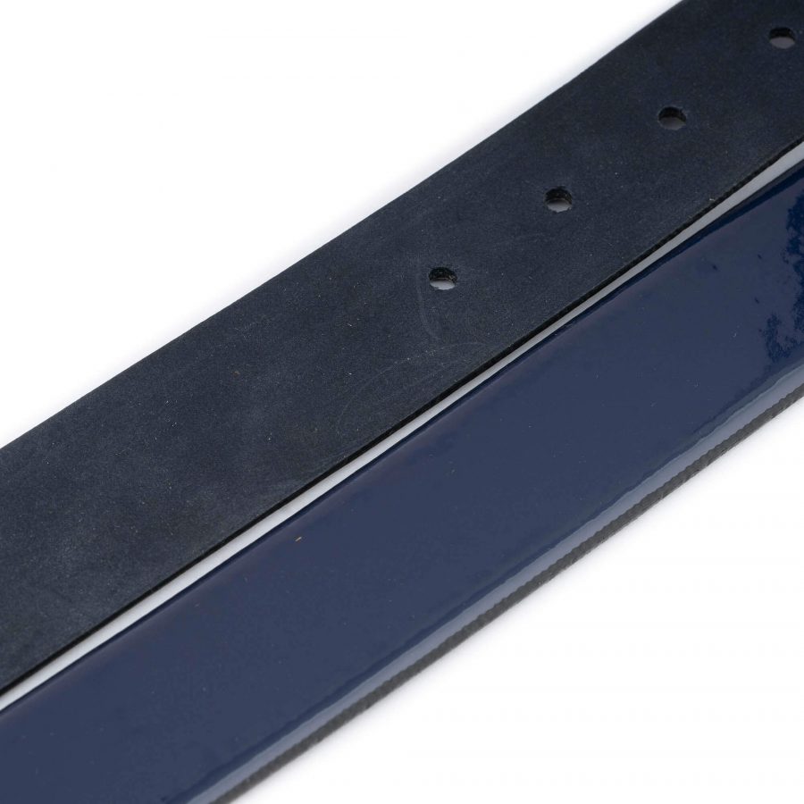 blue patent leather belt for men genuine leather 7