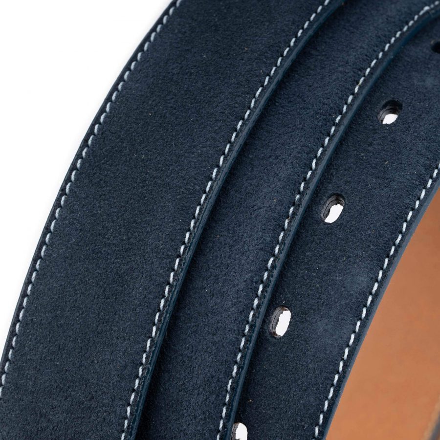 blue suede belt for jeans 3 5 cm real suede leather 7