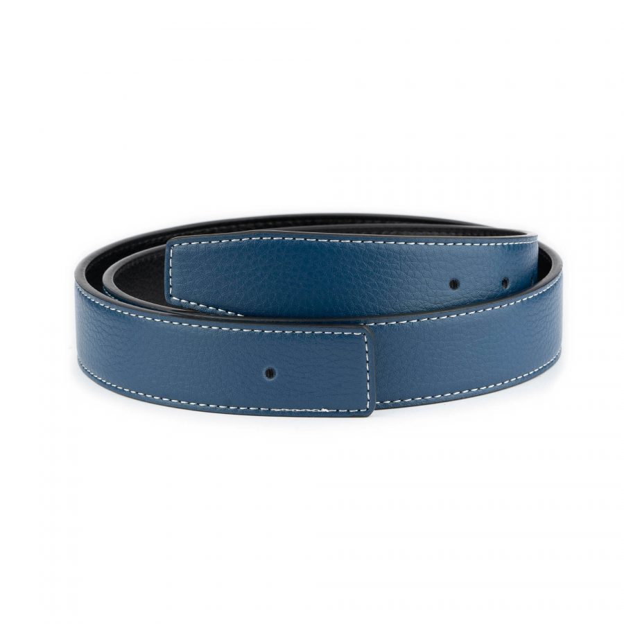 blue vegan leather belt strap for buckle reversible 35 mm 1