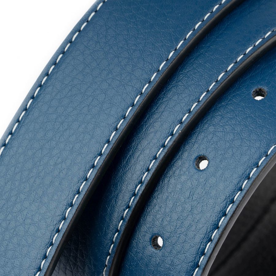 blue vegan leather belt strap for buckle reversible 35 mm 4
