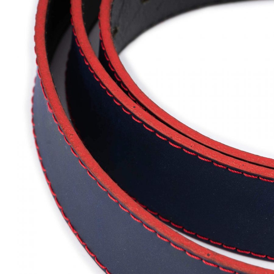 casual men s belt for jeans blue with red stitching 7