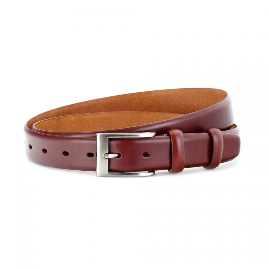 chestnut brown mens dress belt genuine leather 1 1 8 inch 1