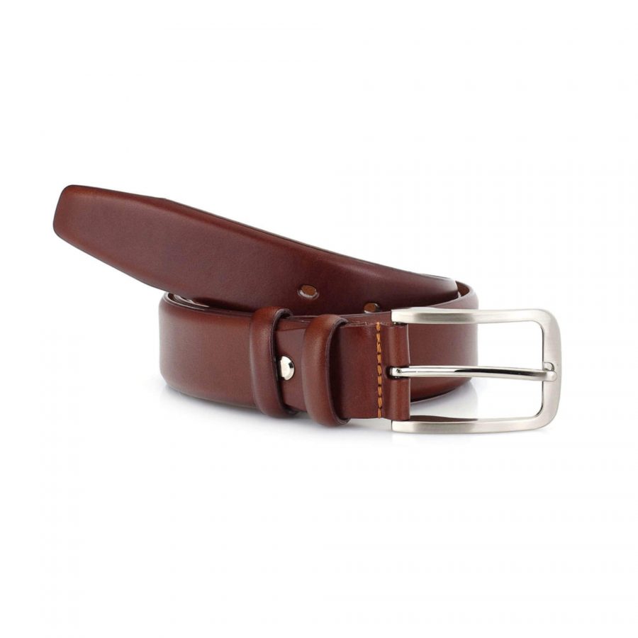 chestnut leather belt for men suit veg tan leather 3 5 cm 2
