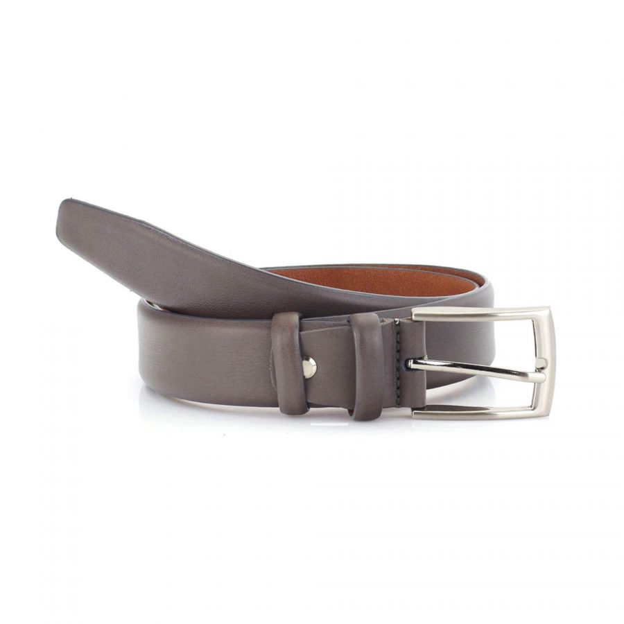 classic men s gray belt for suit genuine leather 2