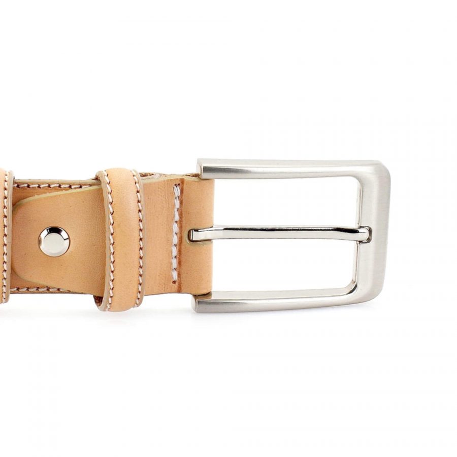 classic mens beige belt for trousers real leather 3