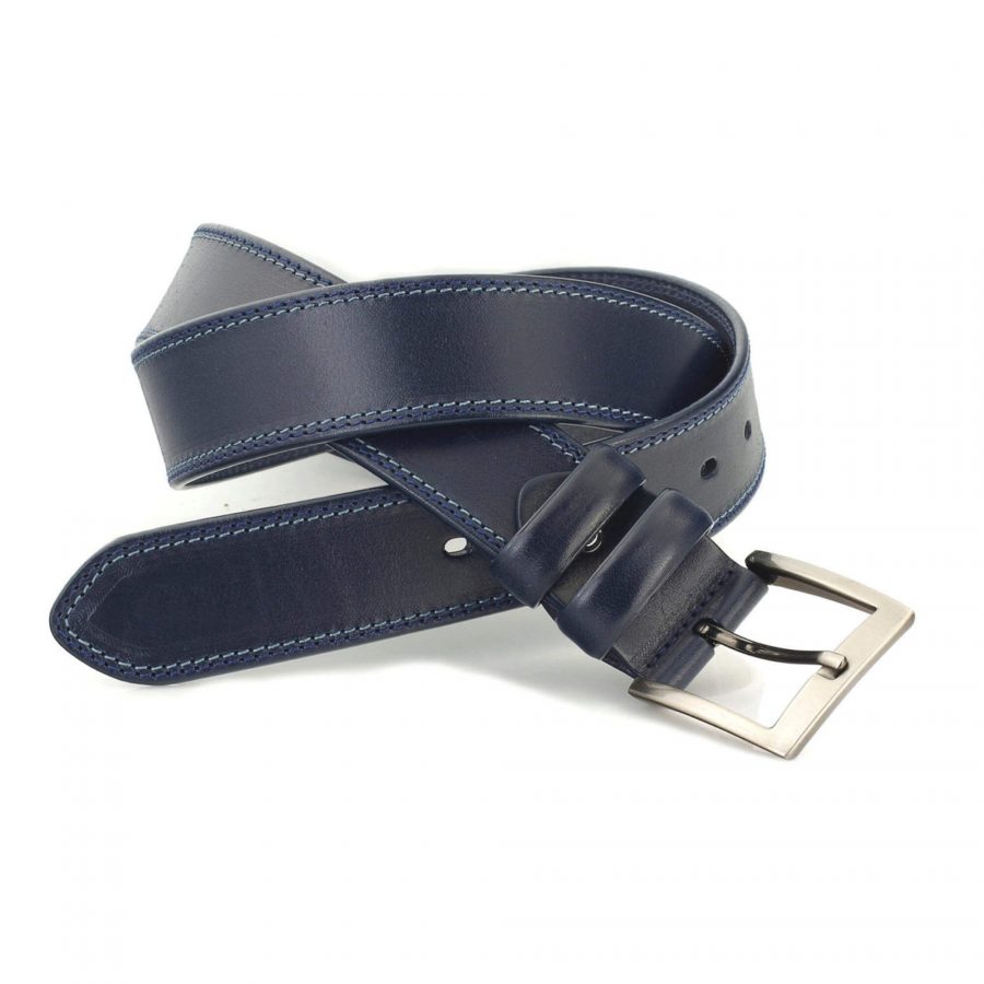 dark blue casual mens belt for jeans wide thick leather 3