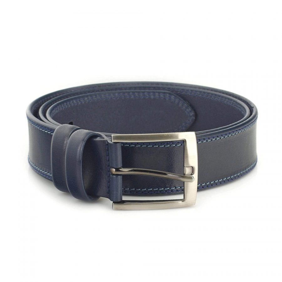 dark blue casual mens belt for jeans wide thick leather 4