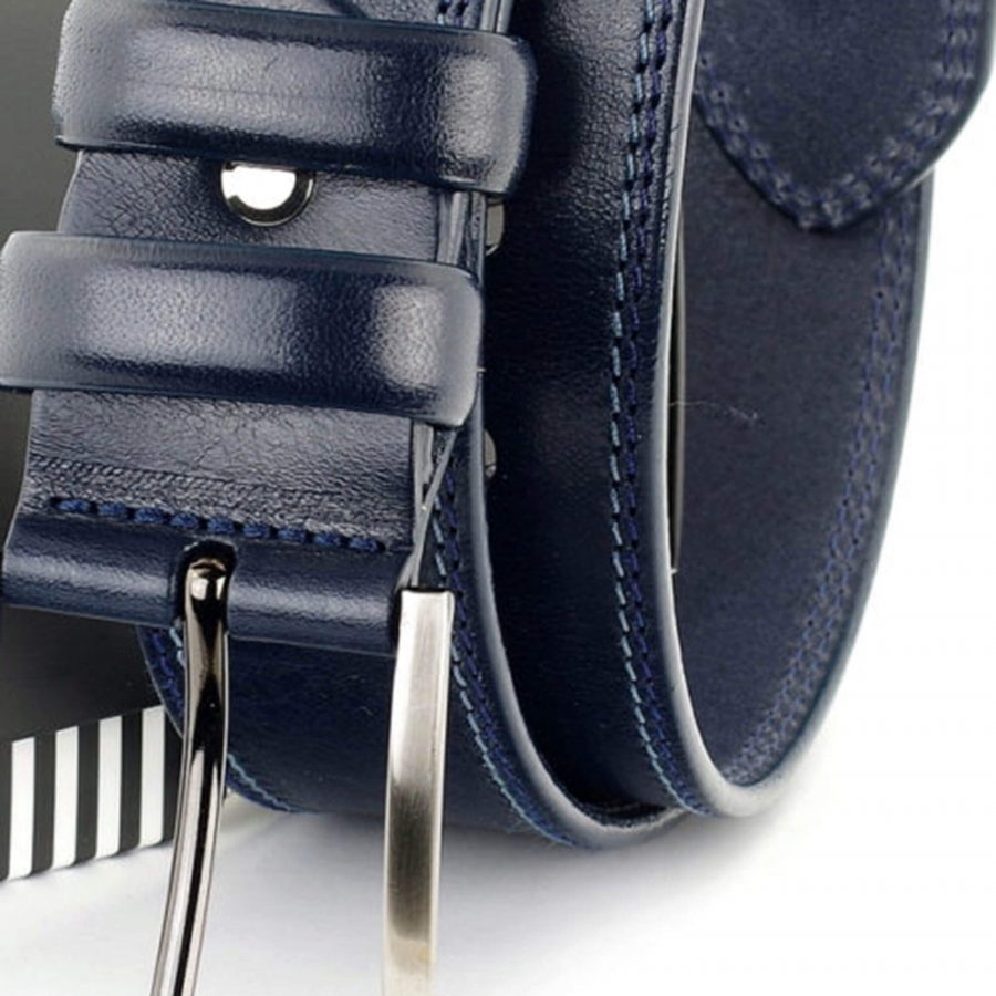 dark blue casual mens belt for jeans wide thick leather 8