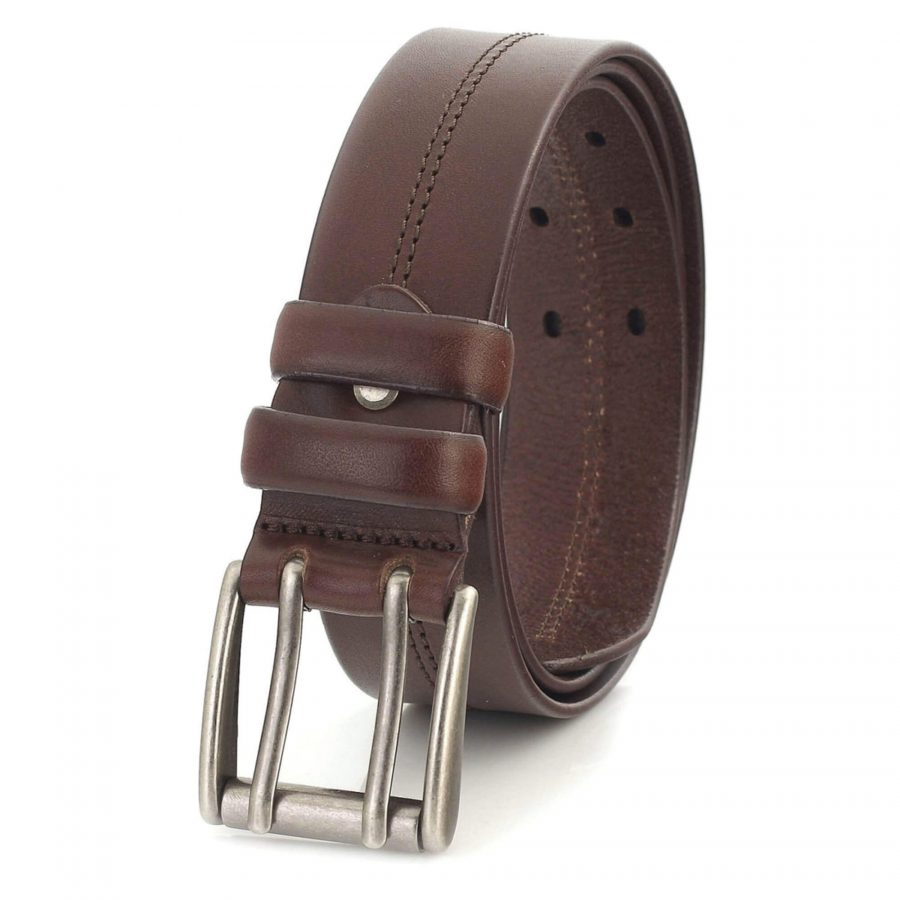 dark brown Two Hole Belt for jeans double prong heavy duty 2