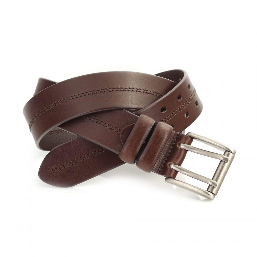 dark brown Two Hole Belt for jeans double prong heavy duty 3