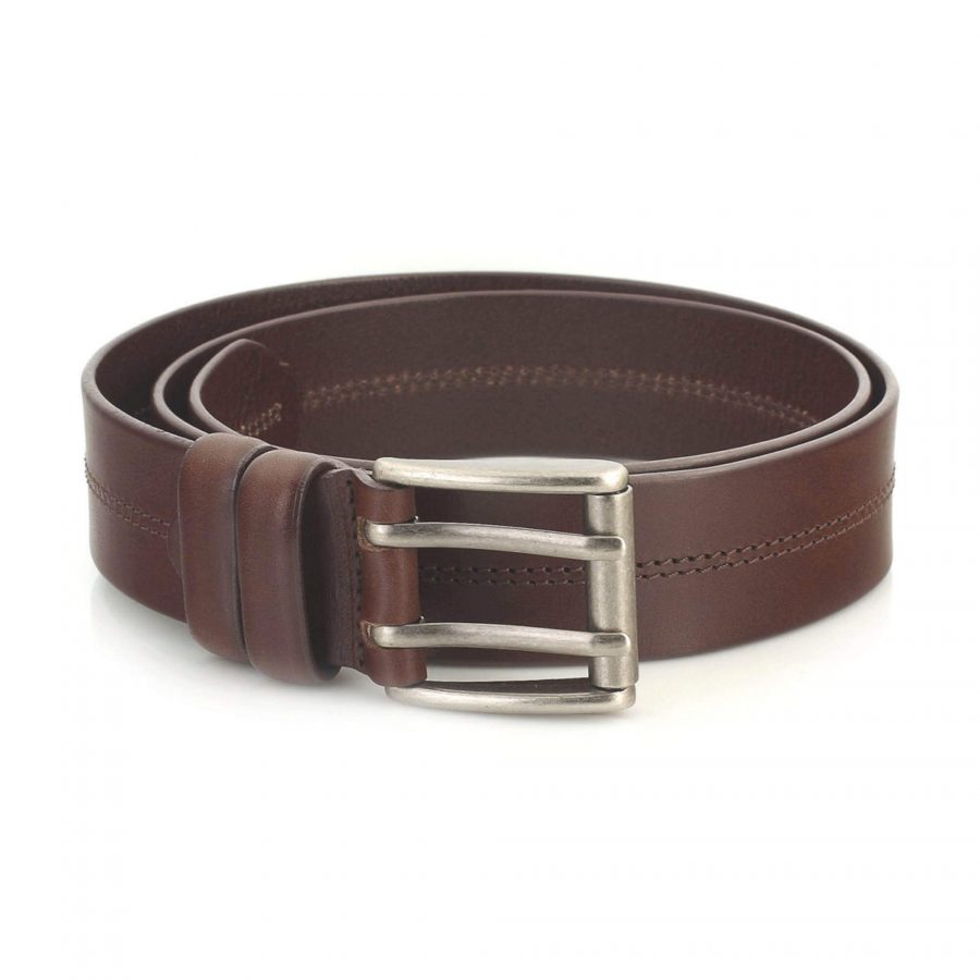dark brown Two Hole Belt for jeans double prong heavy duty 4