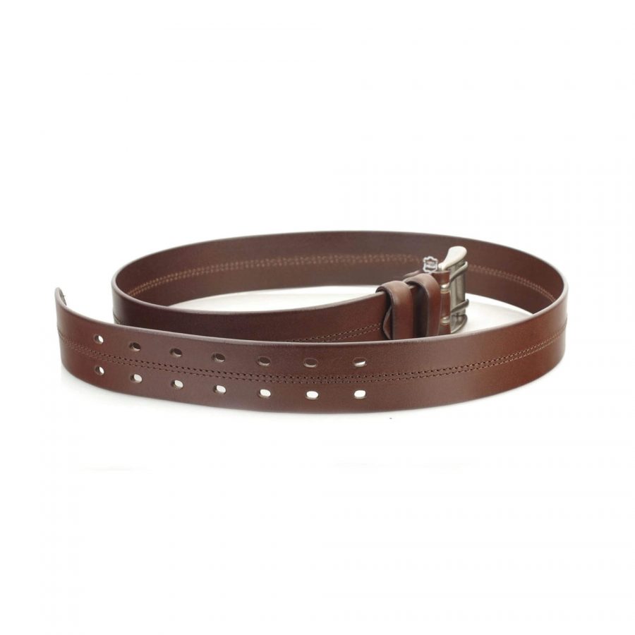 dark brown Two Hole Belt for jeans double prong heavy duty 5