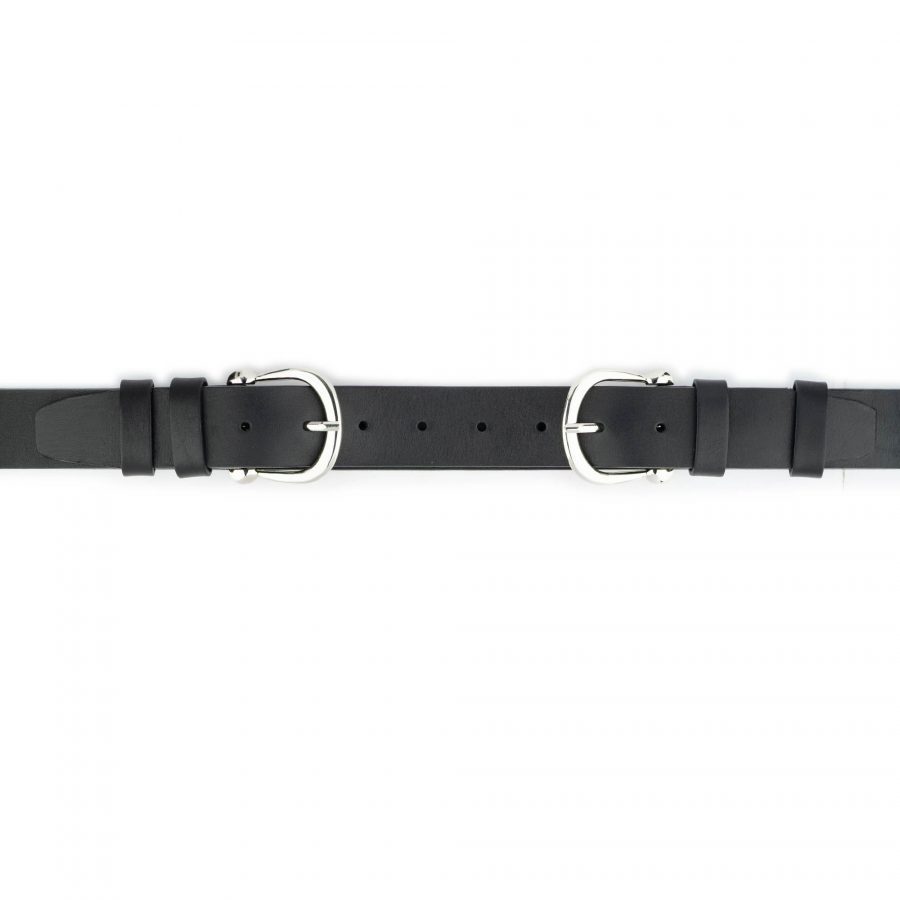 double buckle belt for women thick leather black 5