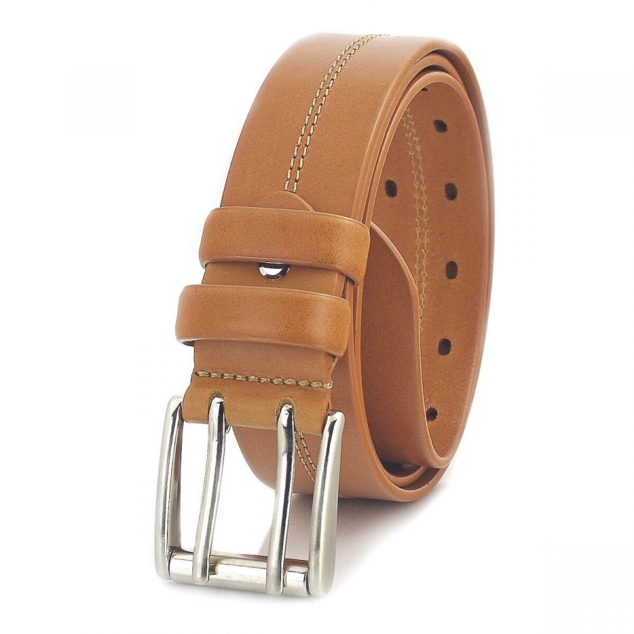light brown Two Hole Belt for jeans double prong heavy duty 2