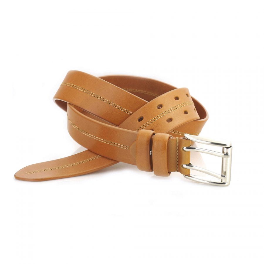 light brown Two Hole Belt for jeans double prong heavy duty 3