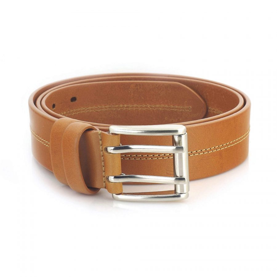 light brown Two Hole Belt for jeans double prong heavy duty 4