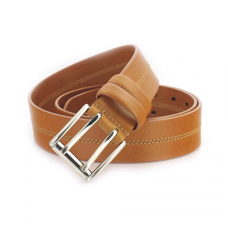 light brown Two Hole Belt for jeans double prong heavy duty 6