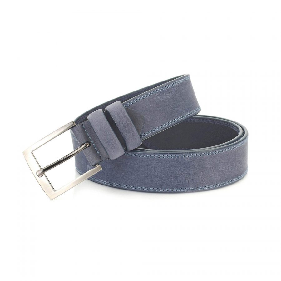 light gray crazy horse leather belt for jeans 4 0 cm 5