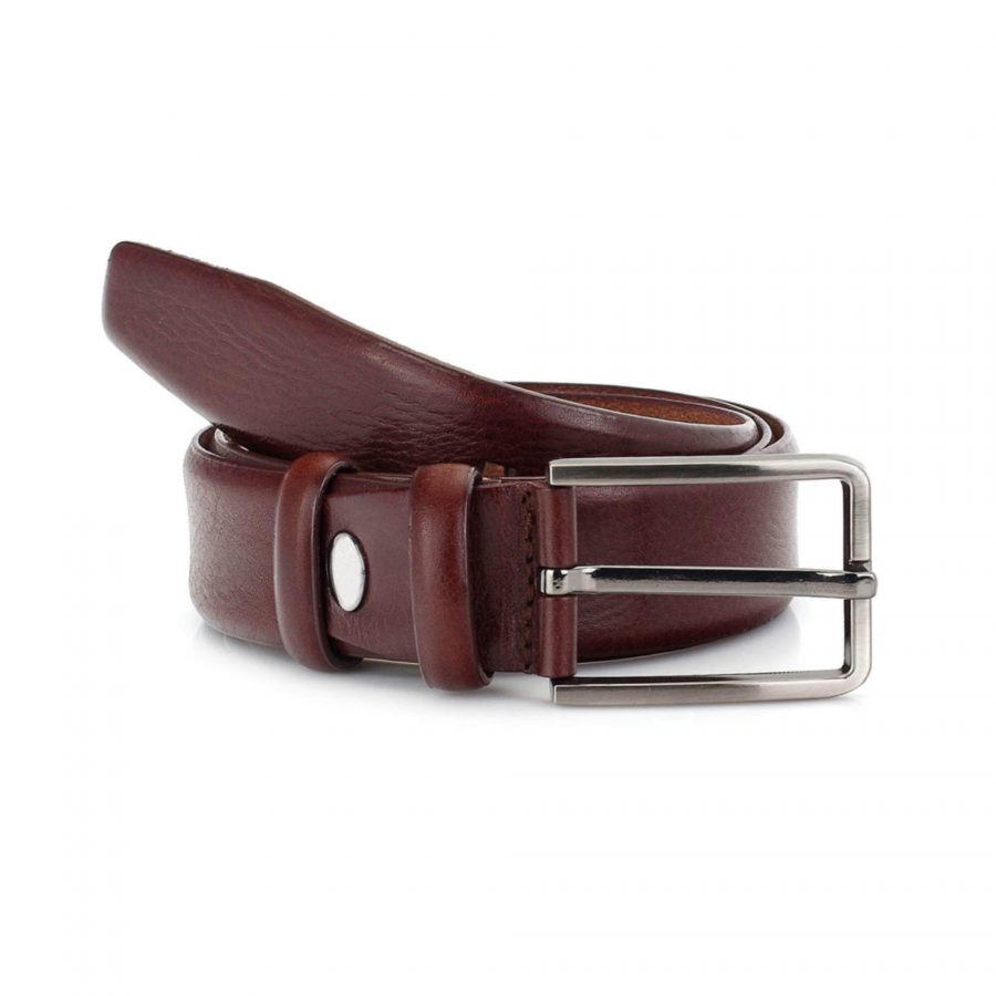 men s cognac belt for suit genuine leather 3 5 cm 2