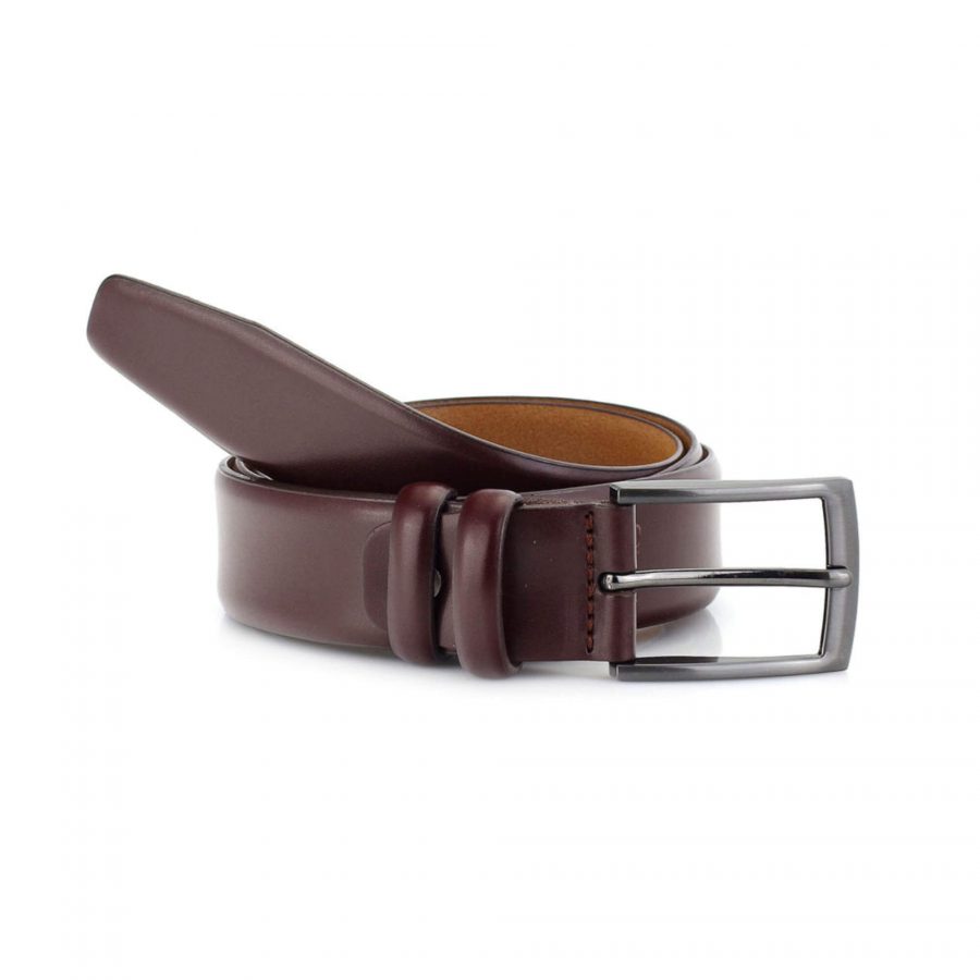 mens burgundy dress belt real leather 3 5 cm 2