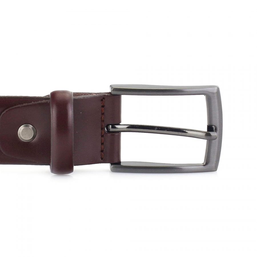mens burgundy dress belt real leather 3 5 cm 3