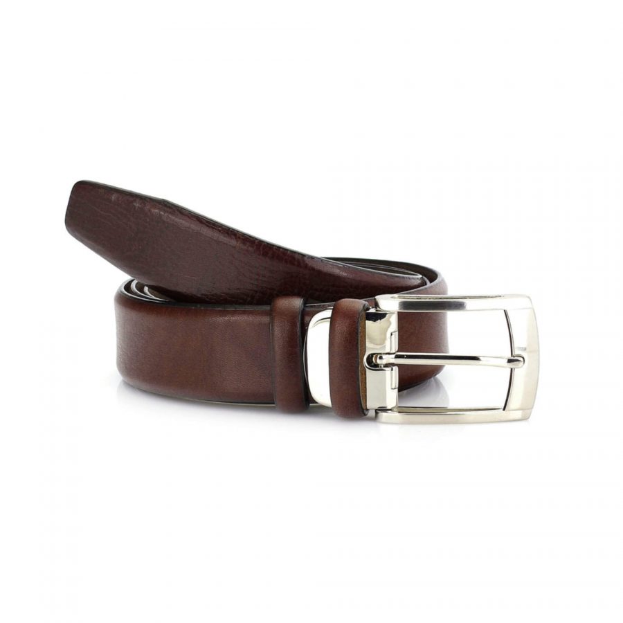 mens cognac belt for pants italian leather 3 5 cm 2