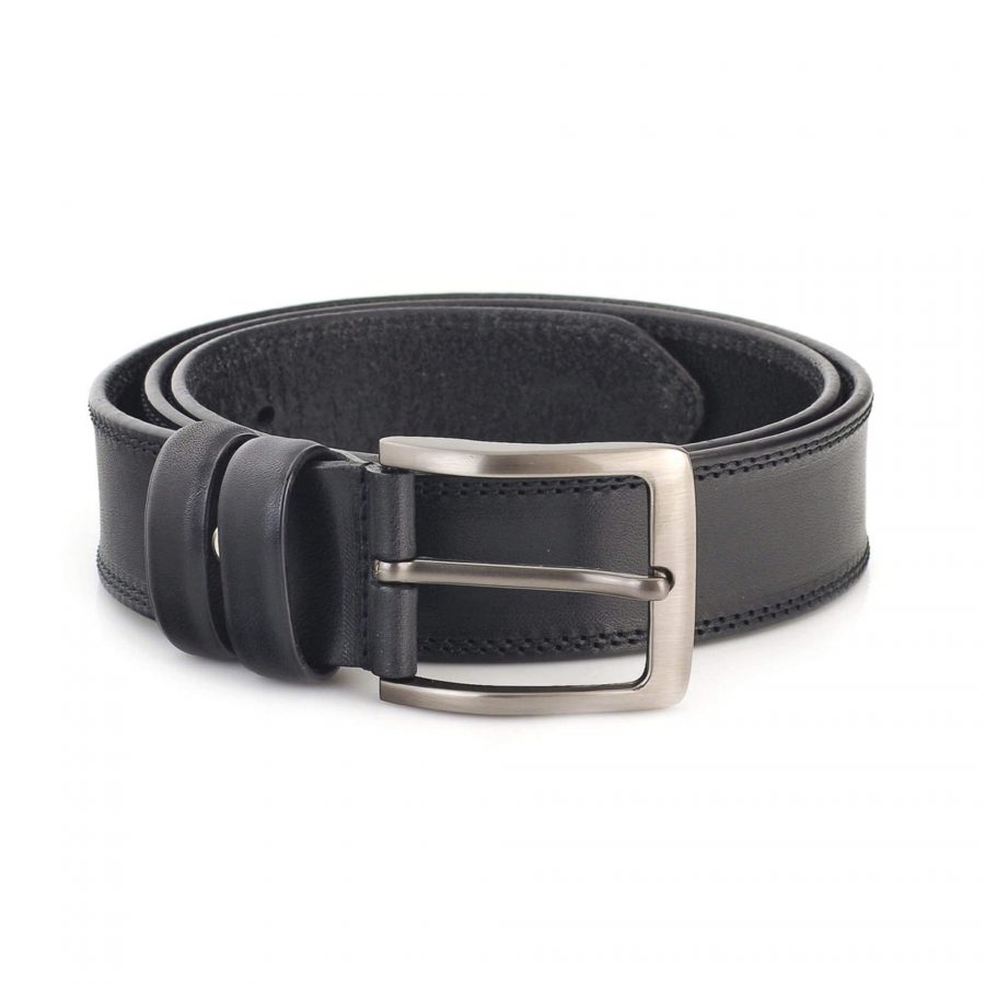 mens cowhide leather belt for black jeans thick wide 4