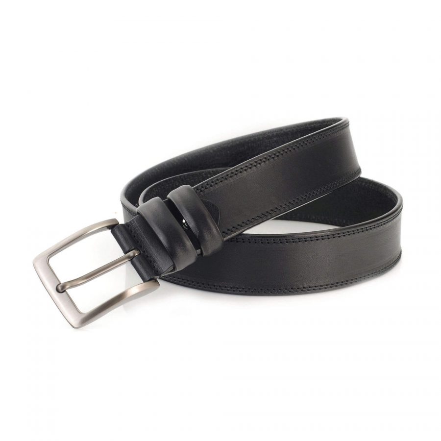 mens cowhide leather belt for black jeans thick wide 5