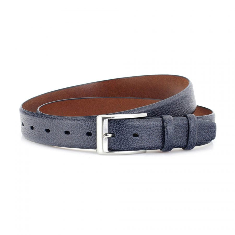 mens fashion belt blue textured leather 1 3 8 inch 1