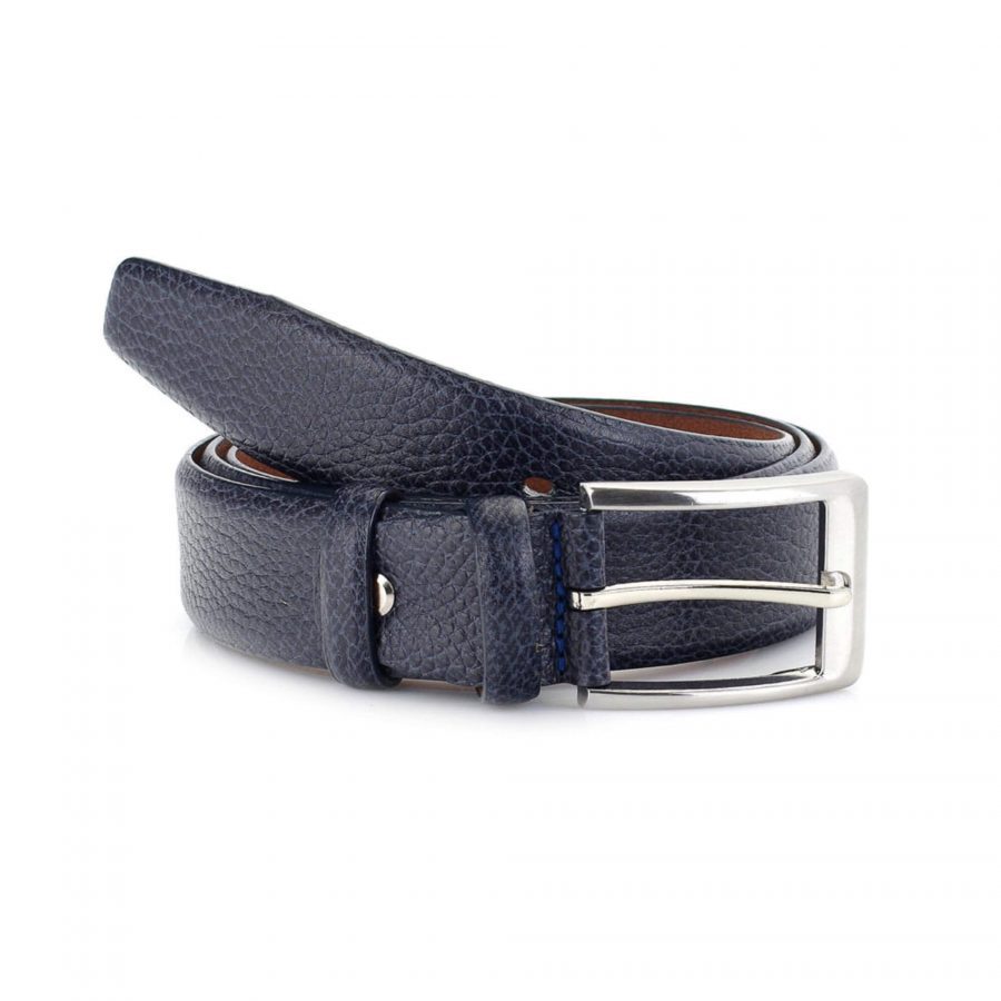 mens fashion belt blue textured leather 1 3 8 inch 2