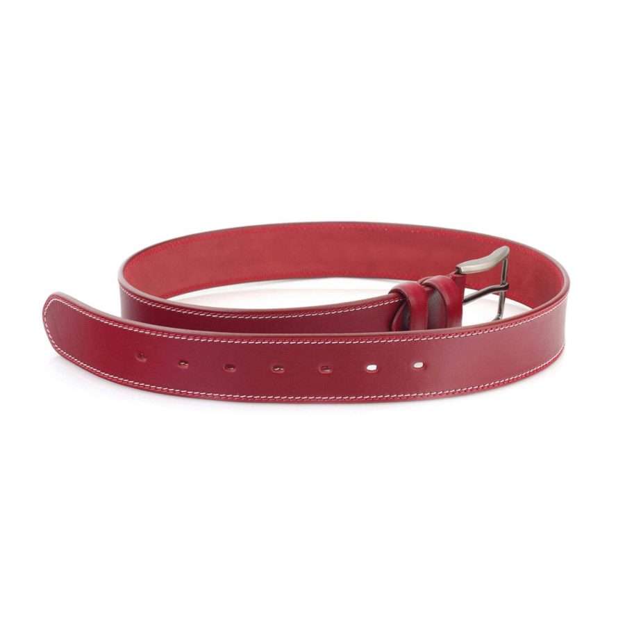 mens raspberry leather belt for jeans wide thick 4 0 cm 6