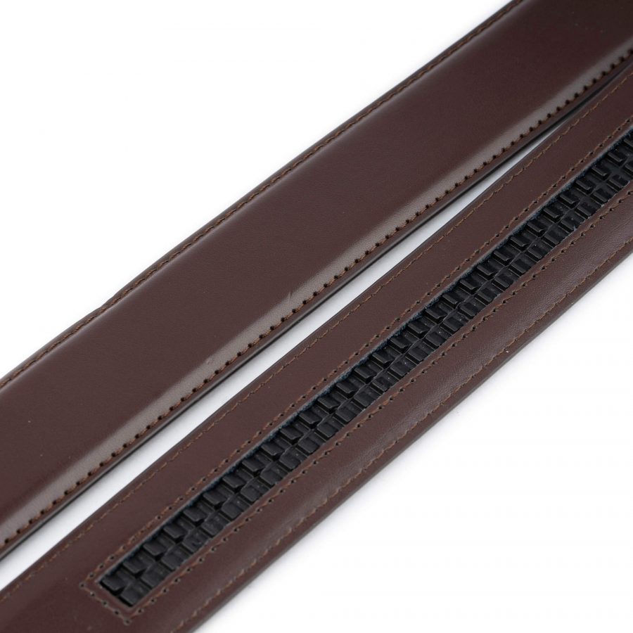 mens ratchet vegan leather belt dark brown 3 5 cm 8