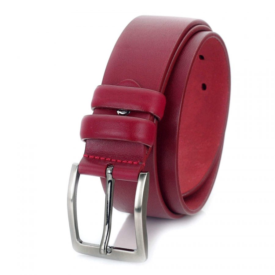 mens red belt for jeans wide thick real leather 2