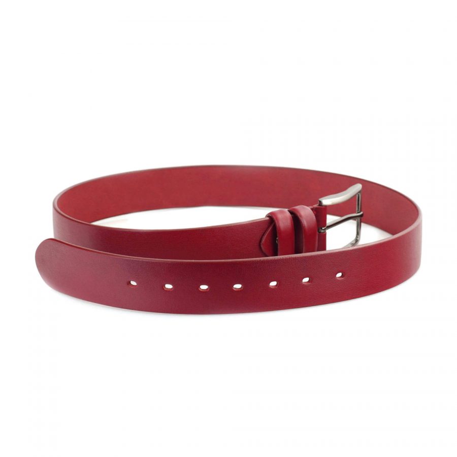 mens red belt for jeans wide thick real leather 5