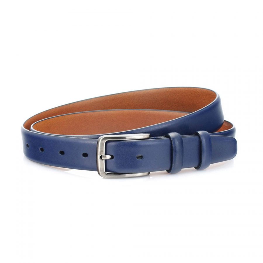 mens royal blue belt for suit genuine leather 1 1 8 inch 1