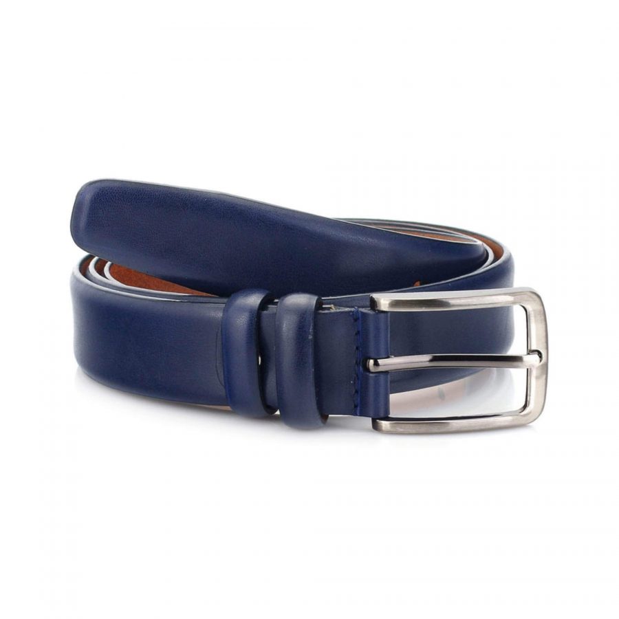 mens royal blue belt for suit genuine leather 1 1 8 inch 2