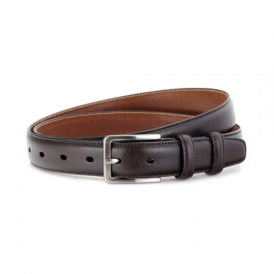 pullman brown mens belt for suit real leather 3 0 cm 1