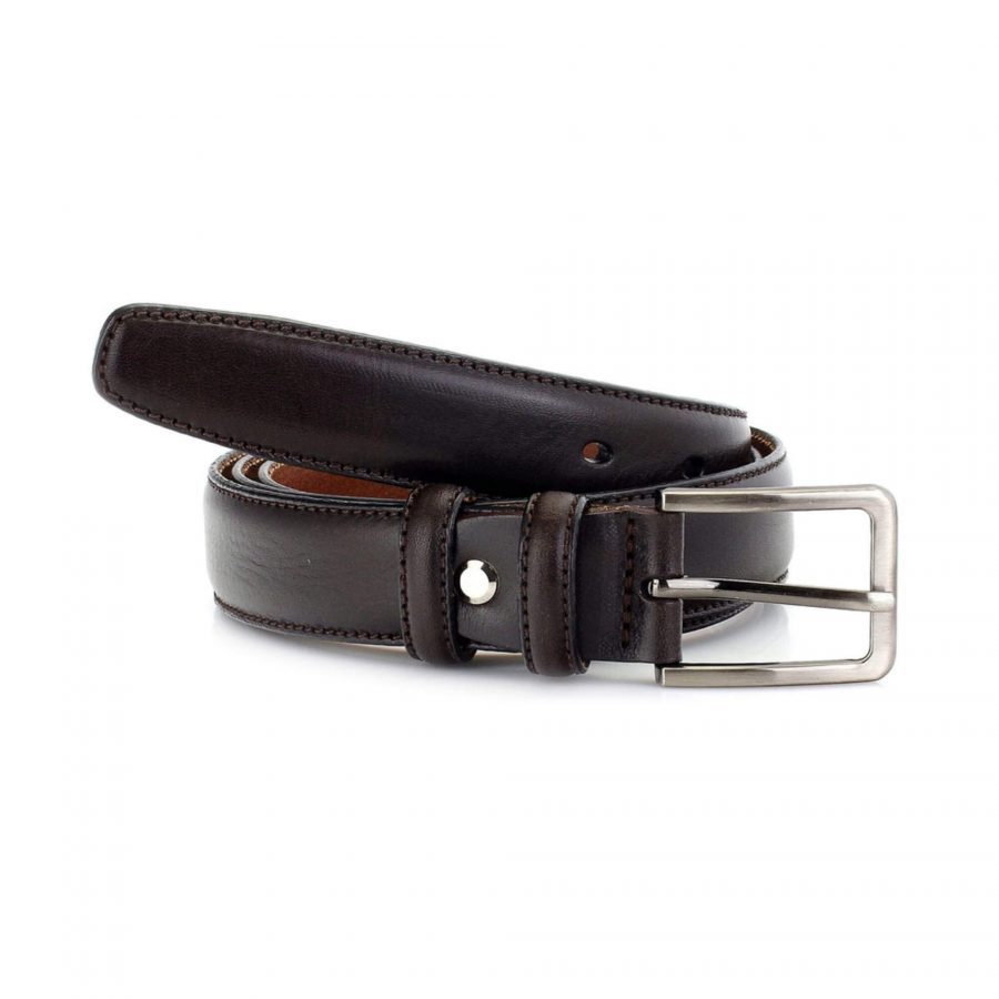 pullman brown mens belt for suit real leather 3 0 cm 2