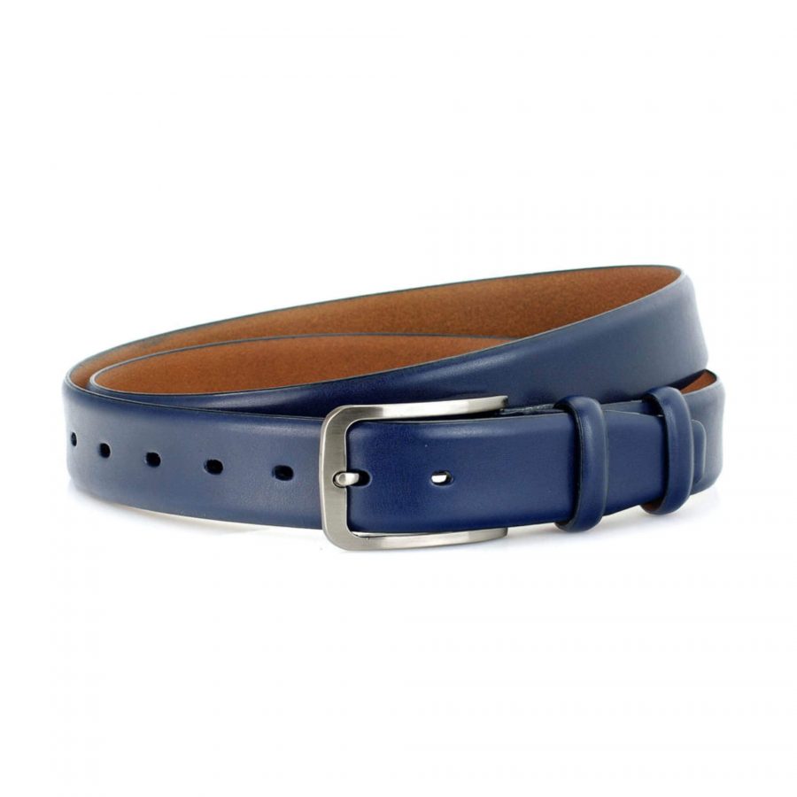 royal blue belt for men feather edge real leather 1